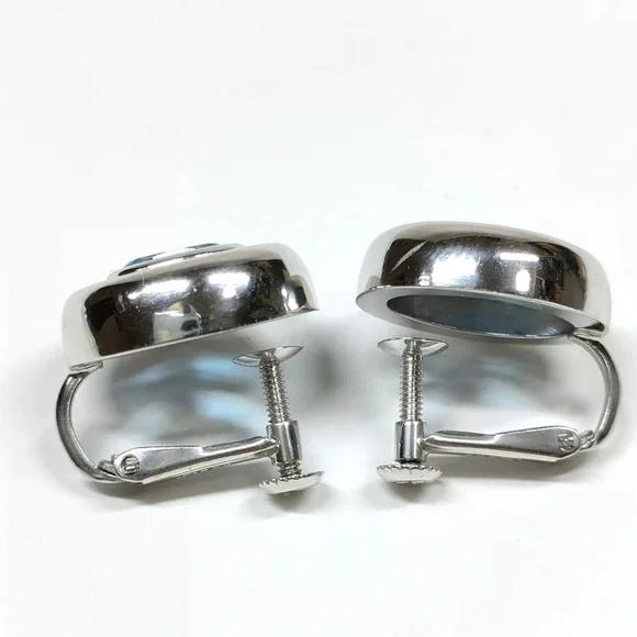 Blue Topaz Platinum Earrings - Picture 4 of 7